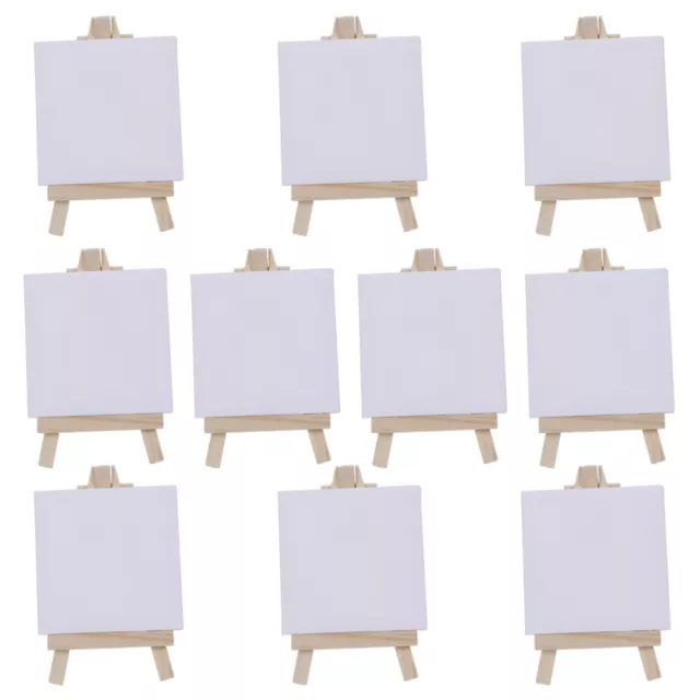10 PCS Wooden Child Kids Easel Sketchpad Settings Mini Canvas Panel