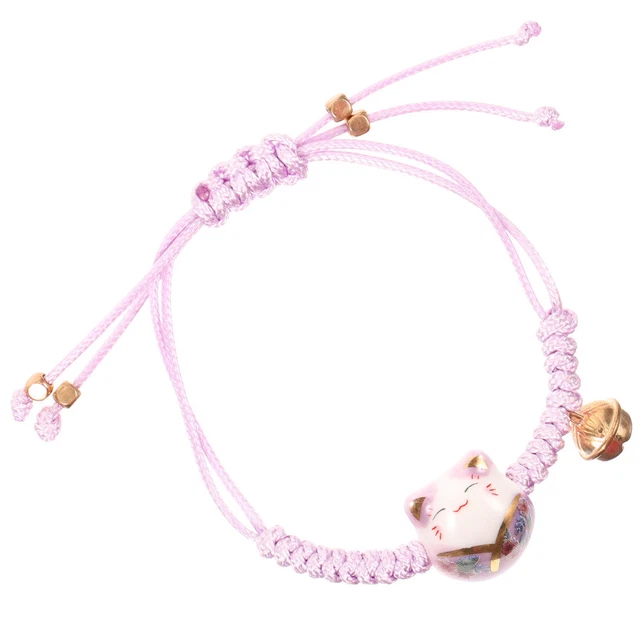 Bracelet Porte-Bonheur Chat Maneki Neko Brun - Neuf Avec étiquettes - Fermoir Réglable