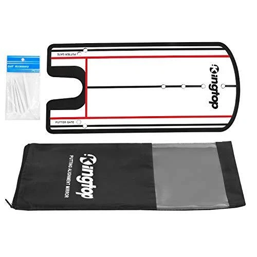 Golf Putting Alignment Mirror with Putting Cup Combo, Portable Swing Training