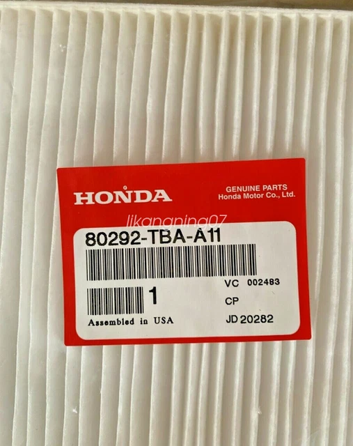 OEM GENUINE HONDA 80292TbaA11 Cabin Air Filter New Civic CrV HrV