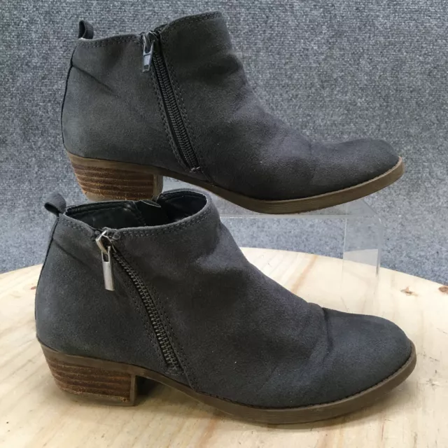 Carlos Santana Boots Womens 6.5 Two Zip Casual Ankle Booties Gray Leather Heels