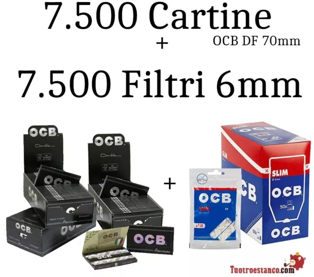 7.500 Papel OCB Doppia Finestra 70mm + 7.500 Filtros OCB 6mm