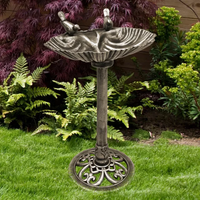 Vogeltränke Vogelbad Wasserschalte Gartendeko Futterschale bronze Muschel H 80cm