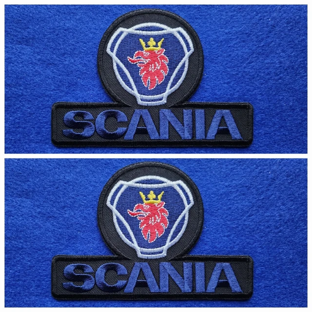 Pair Of Scania Motor Racing Patches | Sew / Iron On Badges Black