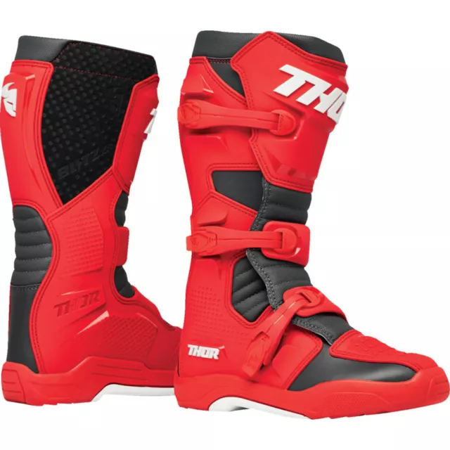 Thor Blitz XR Motocross Boots MX Bike Adult - RED / CHARCOAL