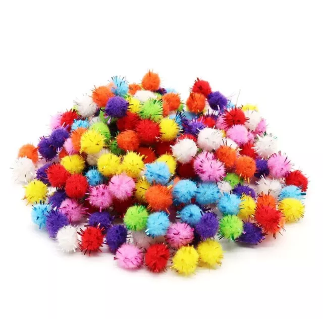 50/100 Glitter 15mm Pom Poms Crafts, Sparkly, Card Making, Assorted Packs - 1364