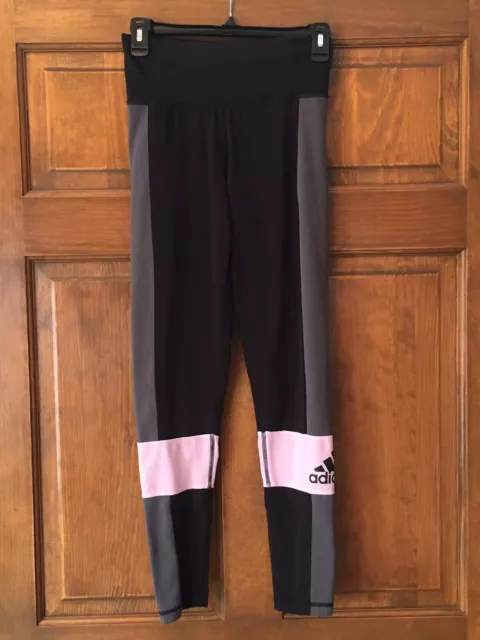 Adidas Womens/Juniors Climalite Size Small Activewear/Yoga Pants Black/Gray/Pink