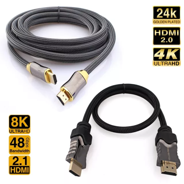 Long HDMI Cable HDMI 2.0 4K@60Hz / HDMI 2.1 8K@120Hz  Apple TV, Samsung TV Lot