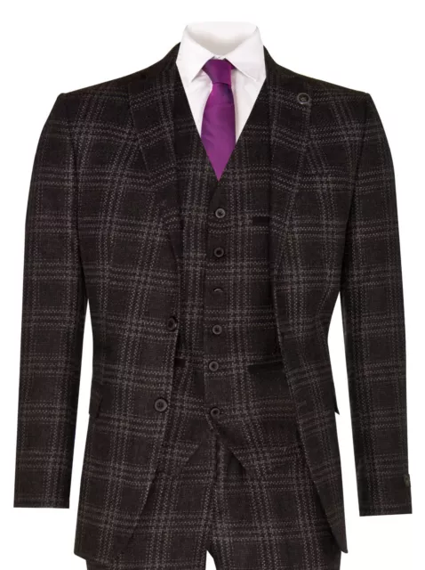 Herren 3 Teile Grau Tweed Anzug Kariert Wolle Vintage Retro Peaky Blinders 1920s