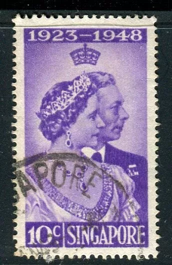 Singapore KGVI 1948 RSW Royal Silver Wedding lower value fine used