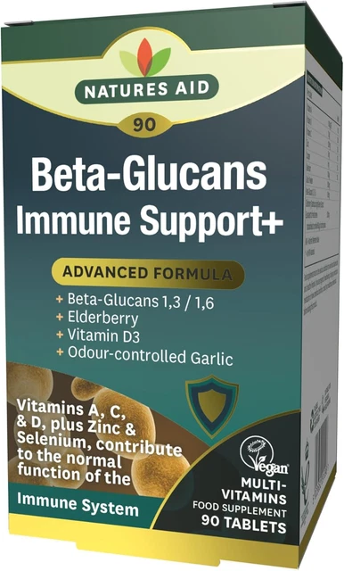 NATURES AID BETA Glucans Immune Support Supplement - Vitamin C, D3, A ...