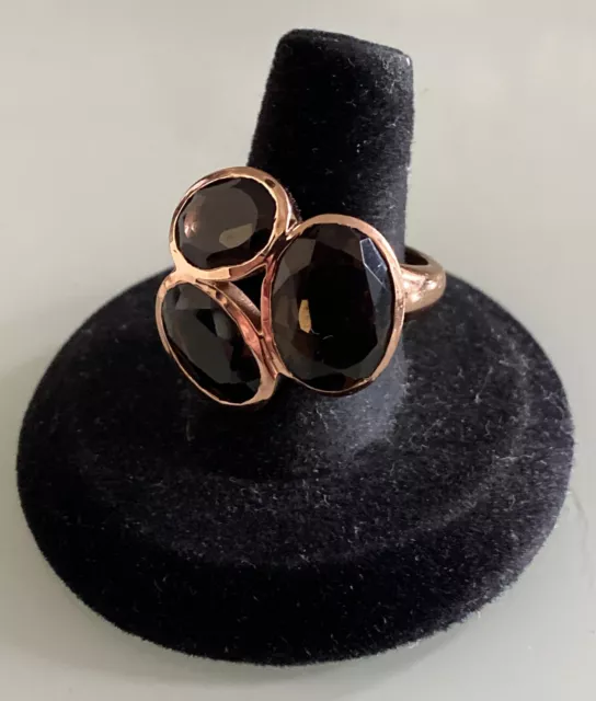 Stella And Dot Gold Plated Ring With Smoky Quartz