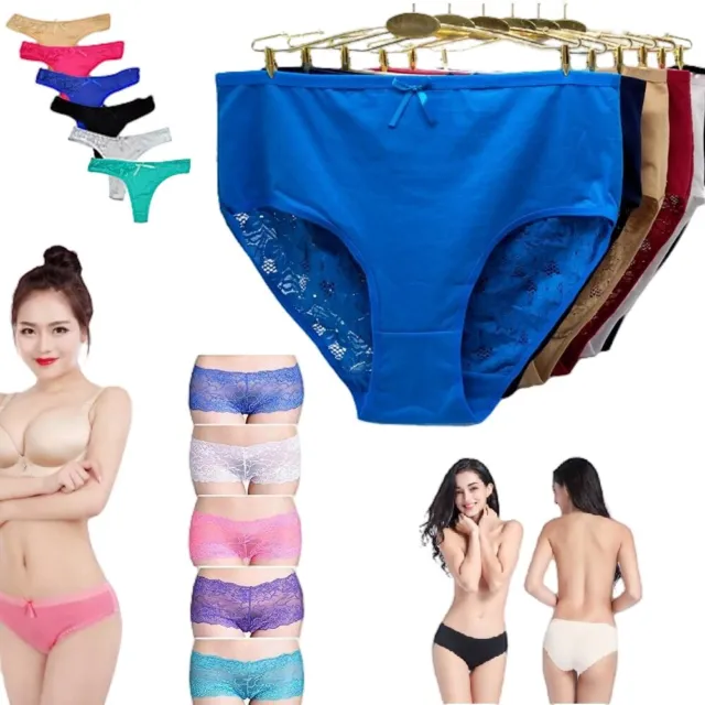 6 x Womens Mid-Rise Bikini Briefs Undies Cotton Assorted Underwear With Bow