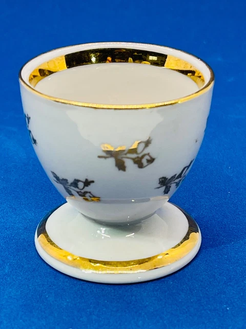 Vintage Winterling Bavaria Porcelain Egg Cup White with Gold Floral Germany