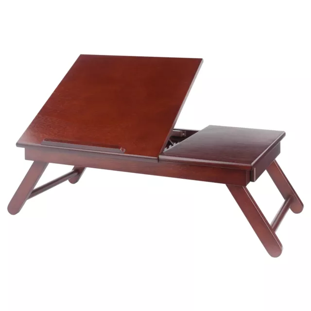 Wood Alden Tilt Top Personal Lap Desk, Tray with Drawer, Walnut Finish