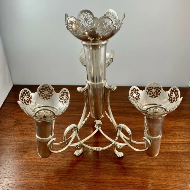 Mosley, Flowers & Co English 3 Branch Sterling Silver Epergne Vases No Mono 1911