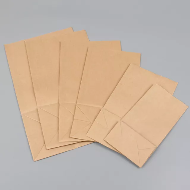 100 PCS Retro Paper Bags Kraft Takeaway Lunch Sacks Square Bottom 3