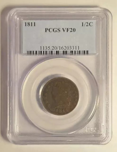 1811 P Half Cent Classic Head PCGS VF-20 BN