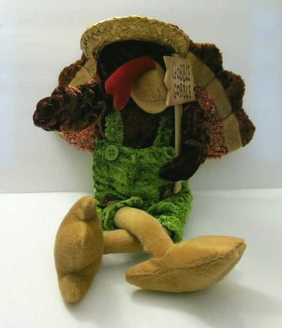 Dandee Turkey Plush "Gobble Gobble" Sign Straw Hat Sitting Collector's Choice