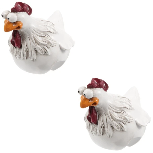 2pcs Funny Chicken Ornament for Fence Garden Ladder Hen Decor Outdoor Yard