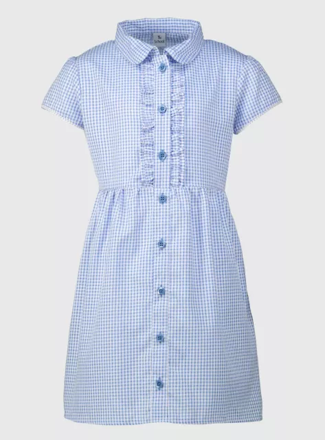 New Girls Blue Gingham Classic Plus Fit 11 and 12 Years FREE STATIONERY