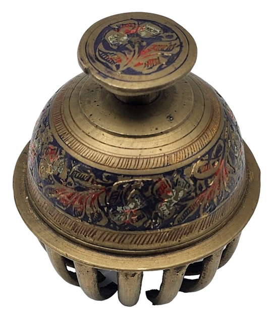 VINTAGE Chinese Brass / Enamel Dinner Call Table Bell