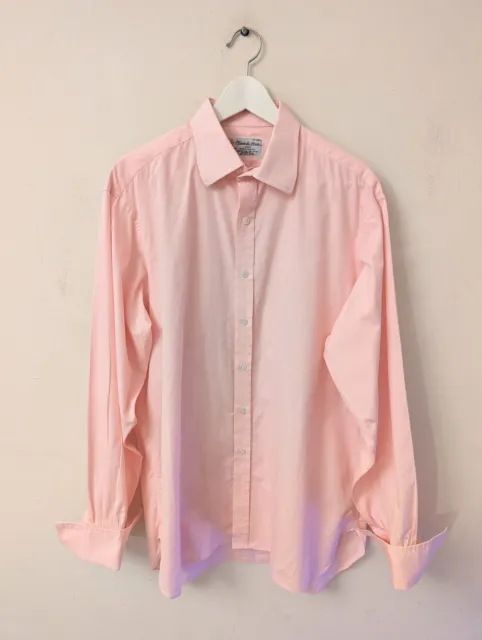 Turnbull & Asser Men's Pink Double Cuff Shirt Size 17"
