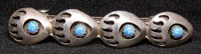 Navajo Sterling Silver Blue Turquoise Bear Paw Hair Barrette