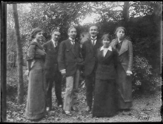 Antique Black & White Negative 9x12cm Thouverez Family Photo Glass Plate
