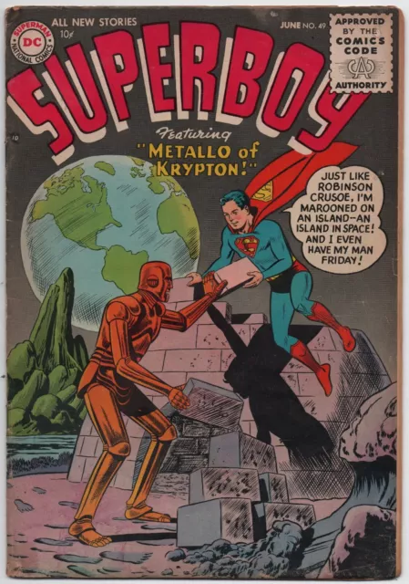 SUPERBOY SERIES 1 No. 49  JUNE 1956 - VG+ COND. - 1st APP. METALLO - DC COMICS