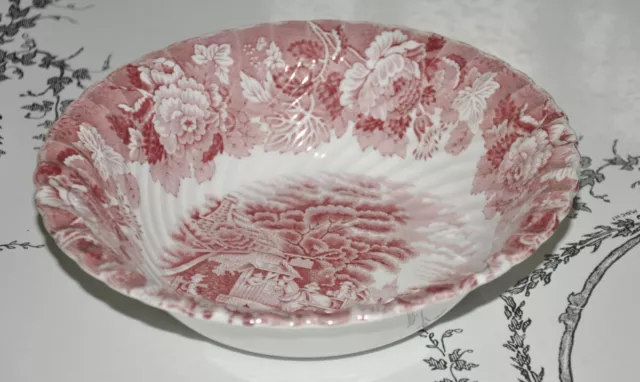 Enoch Wood's Pink English Scenery Round Vegetable Bowl 8"