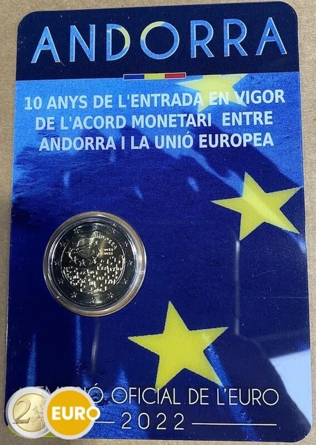 2 euros commémorative Andorre 2022 Accord monétaire UE BU FDC Coincard