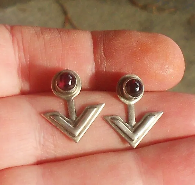 Sterling Silver Genuine Garnet Stud Earrings With Arrows - January Birthstone