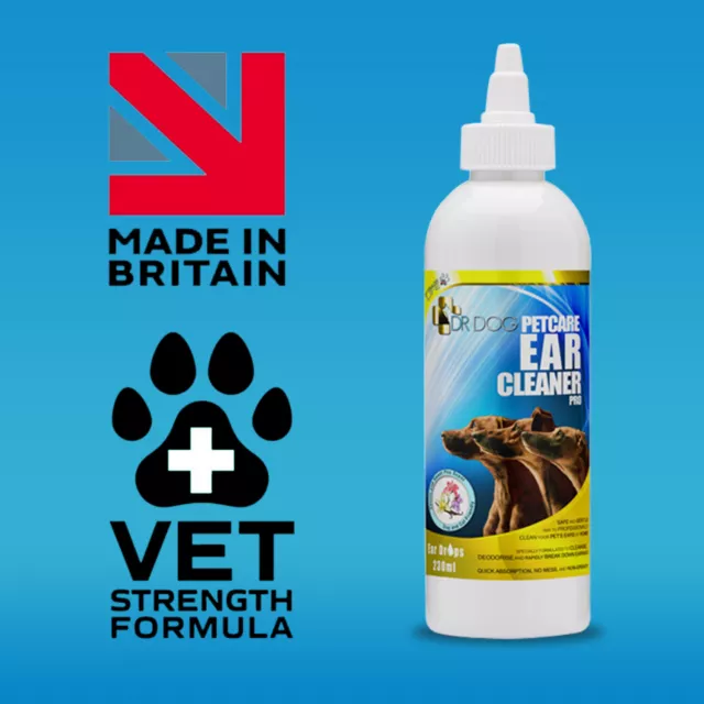 *VET STRENGTH* Dog Ear Cleaner Drops STOP Shaking Ears Itching Mites Odour Wax