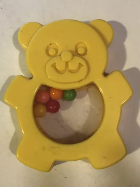 Vintage Yellow Bear Plastic Baby Rattle ODS2