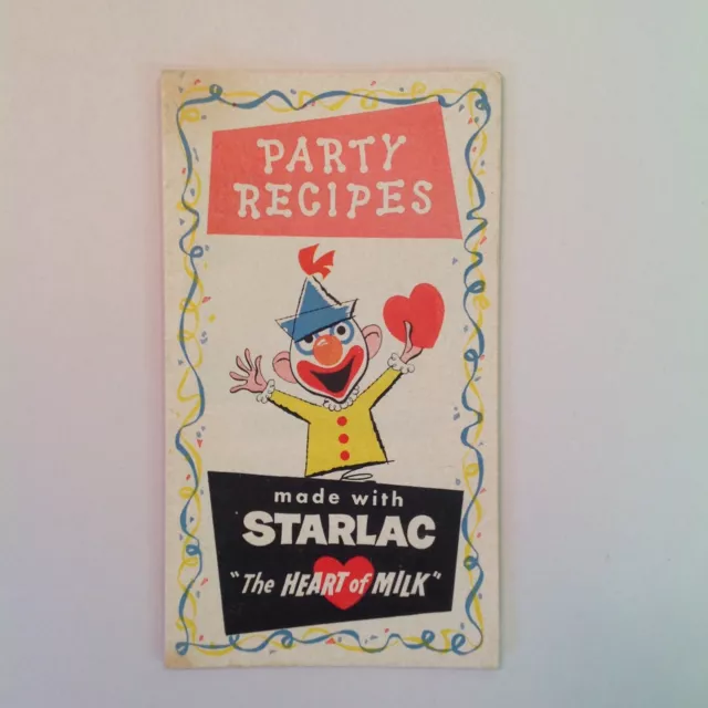 Vintage 1950's Borden's Starlac the Heart of Milk Party Recipe Booklet Desserts