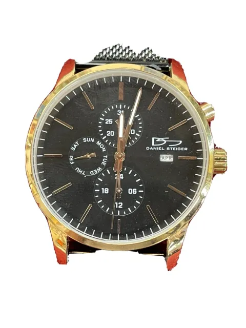 Watch mens Daniel Steiger leather band Gold Plated