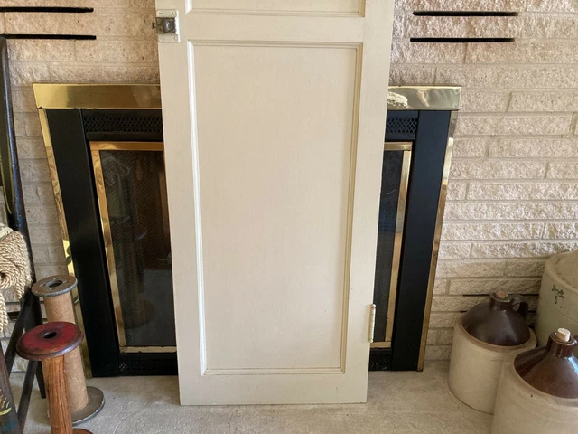 Antique Pantry Cupboard Door White Paint 2-Panel Rustic Farmhouse 17x65 2of2-R 3