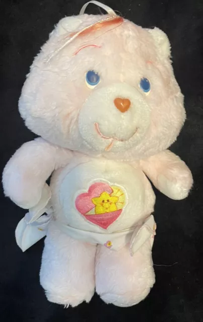 Vintage Care Bear Baby Hugs Pink Nappy plush Toy 11" 1983 Kenner