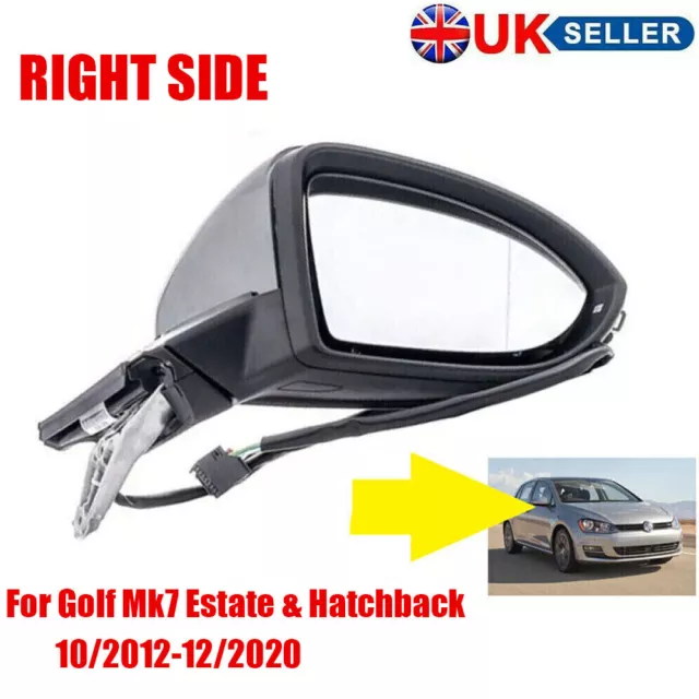 For VW Golf MK7 2012-2020 Electric Door Wing Mirror Primed Right Driver Side UK