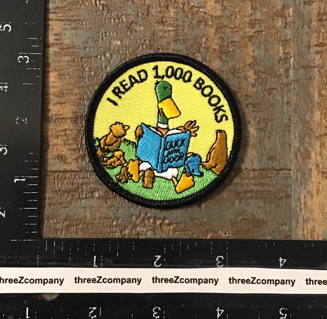 I READ 1,000 BOOKS Reading Duck Iron-On Patch