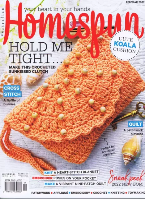 Homespun magazine  Crochet Embroidery Quilting Patchwork No 206 Feb March 2022