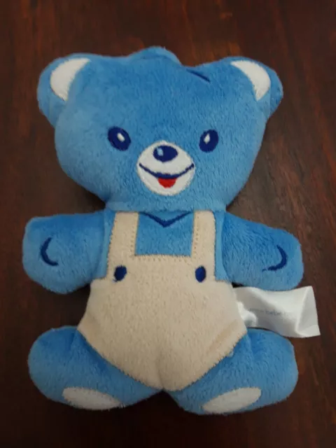 DPB peluche doudou plat grelot ours bleu beige 15 cm nestlé