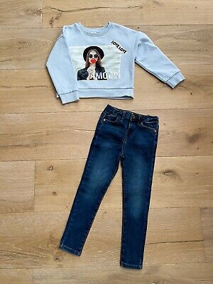 River Island - Girls Denim Jeans Jumper  Top Outfit Age 5 Years (5-6Y