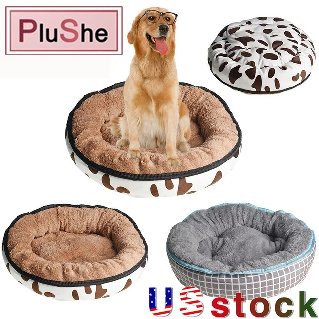 Snug Donut Plush Pet Dog Cat Bed Fluffy Soft Warm Calming Bed Sleeping Kennel US