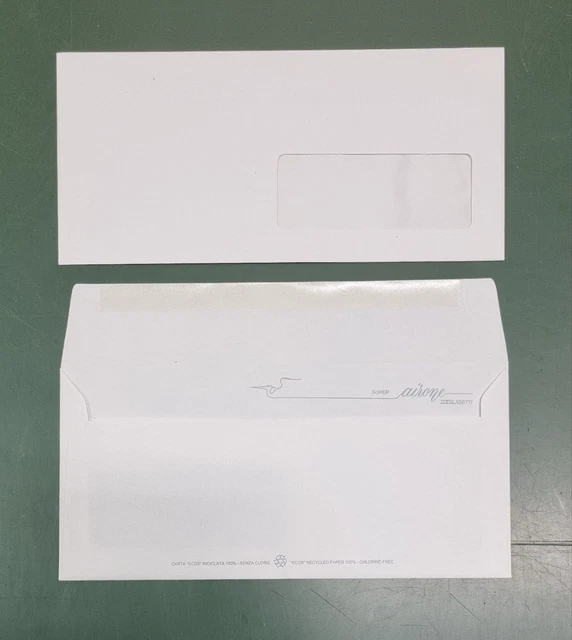 50 Buste Blasetti Super Airone 11X23 in carta riciclata con finestra art. 131