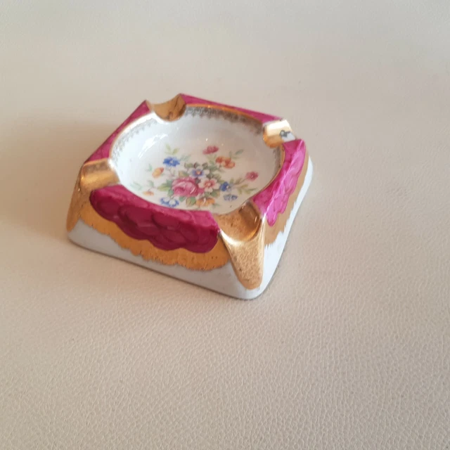 Cendrier à Cigares Germanus Porcelaine Véritable Rose Dorée – Élégant Et Robuste 192 X 162 X 30 Mm