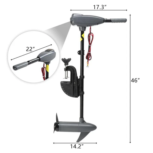 55lbs Thrust Electric Trolling Motor Outboard Boat Motors Heavy Duty for Kayak