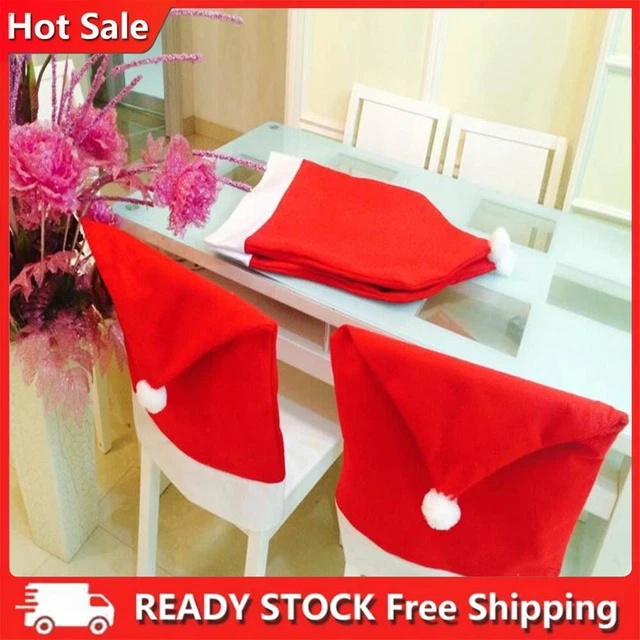 Copertura per sedia berretto Babbo Natale tavolo da pranzo cappello rosso sedia copertura posteriore