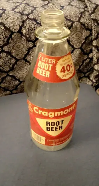 Vintage Collectible Cragmont Safeway Soda Pop GLASS  2 Liter BOTTLE  PAPER ON
